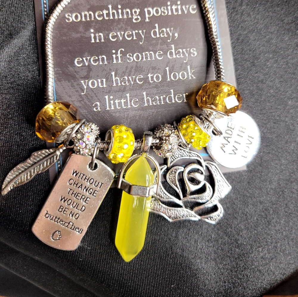 Yellow Bullet Pendant charm bracelet 💛